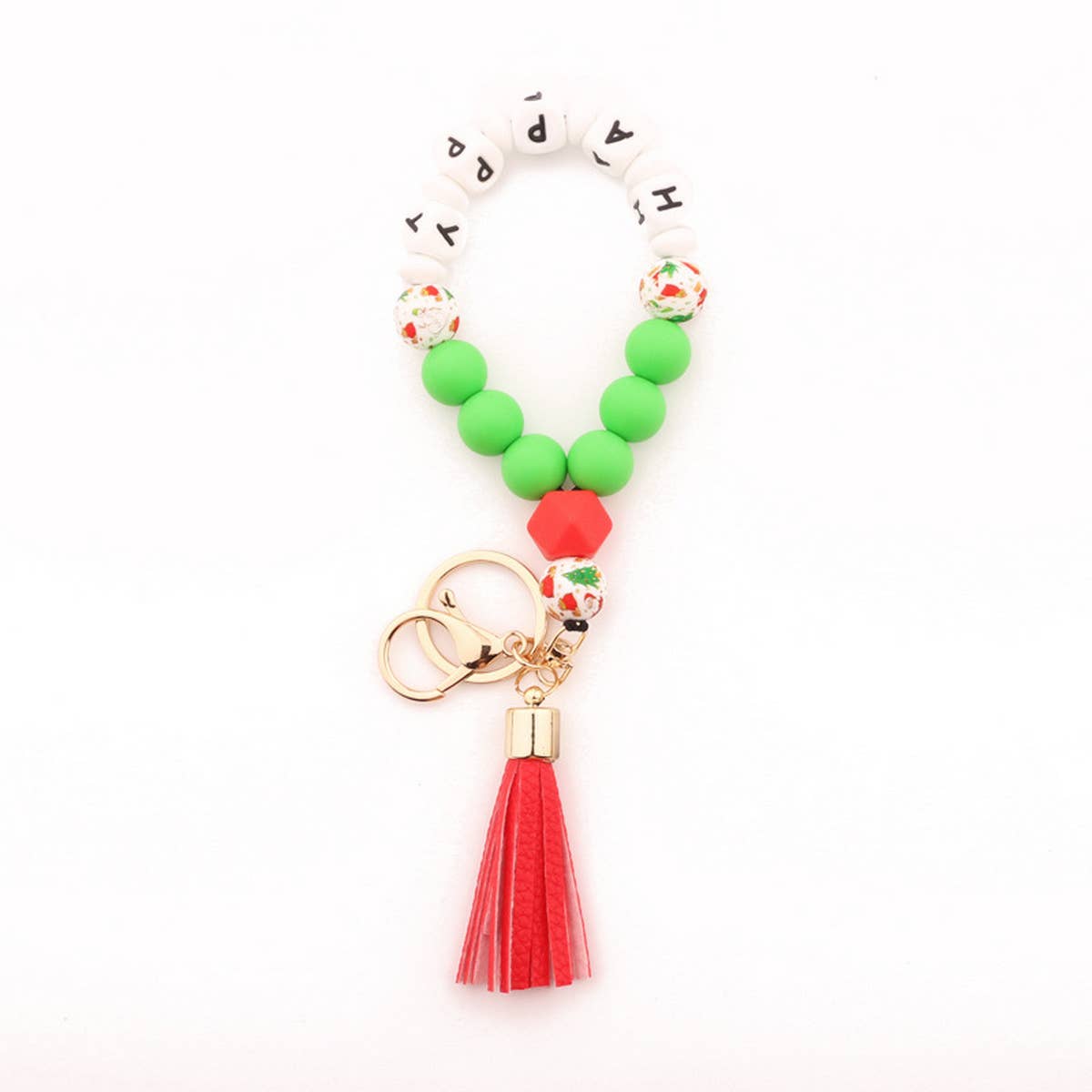 CHRISTMAS NEW SILICONE BEAD BRACELET KEYCHAIN