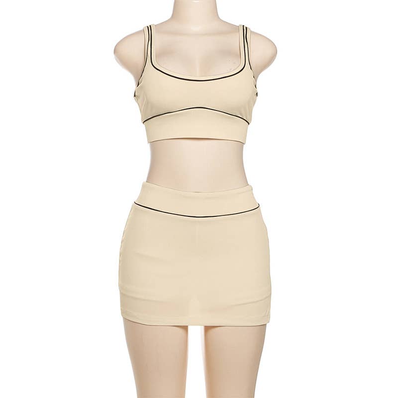 Sexy Crop Tank and Bodycon Skirt Sports Set