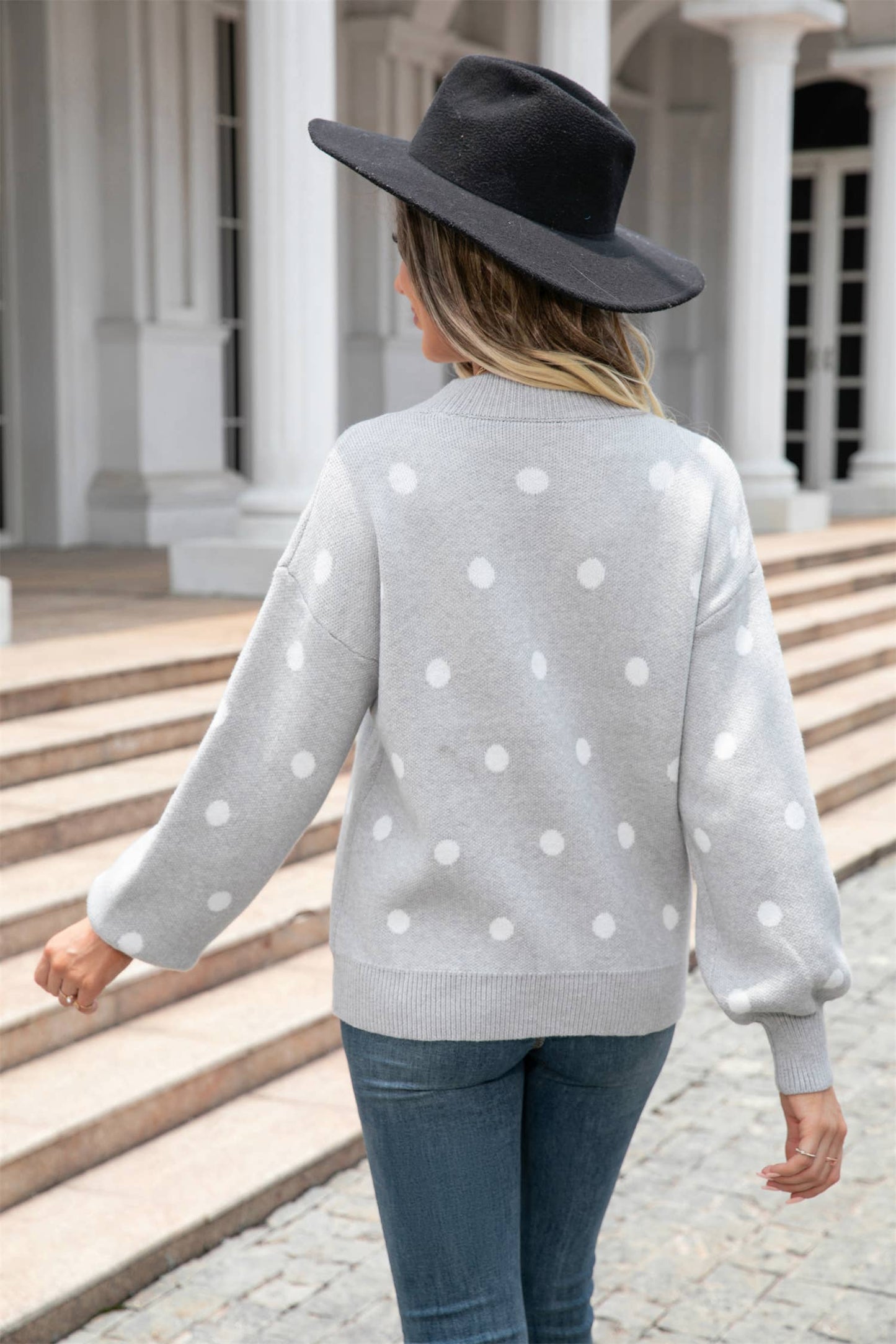 SWEATER KNIT SWEATER POLKA DOT PULLOVER SWEATER