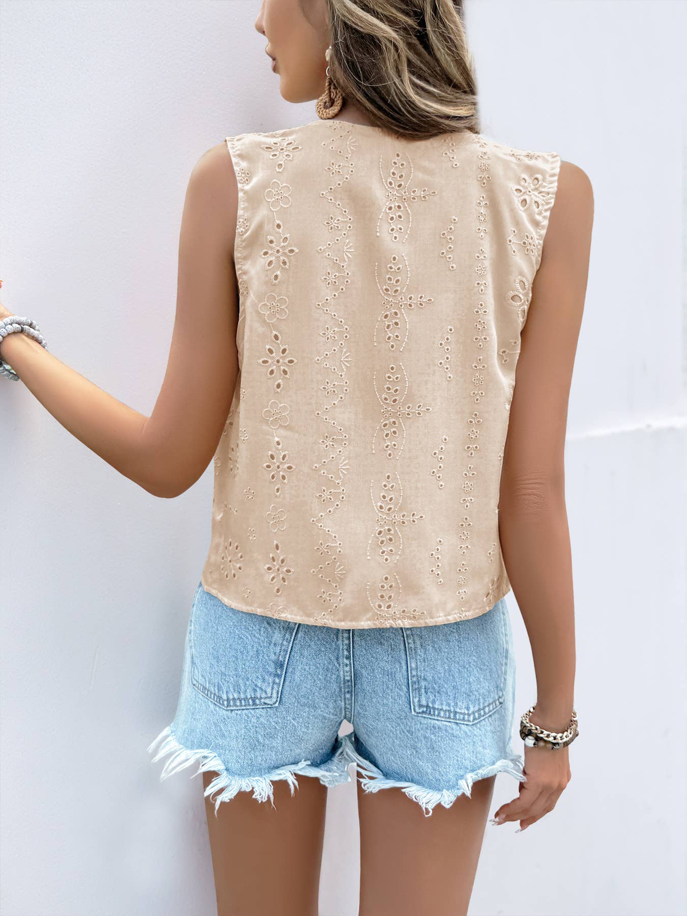 Solid Jacquard Casual Daily Vest Top