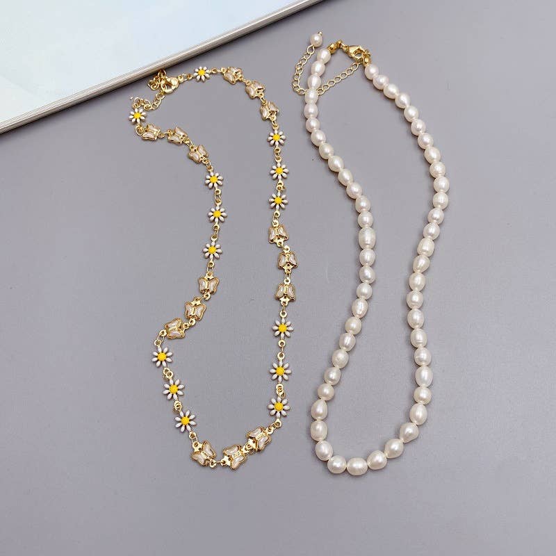 Daisy butterfly creative colorful eye necklace