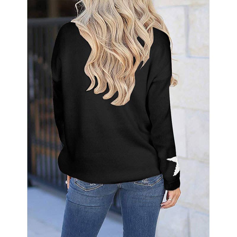 SLOUCHY STAR PULLOVER KNIT PULLOVER SWEATER
