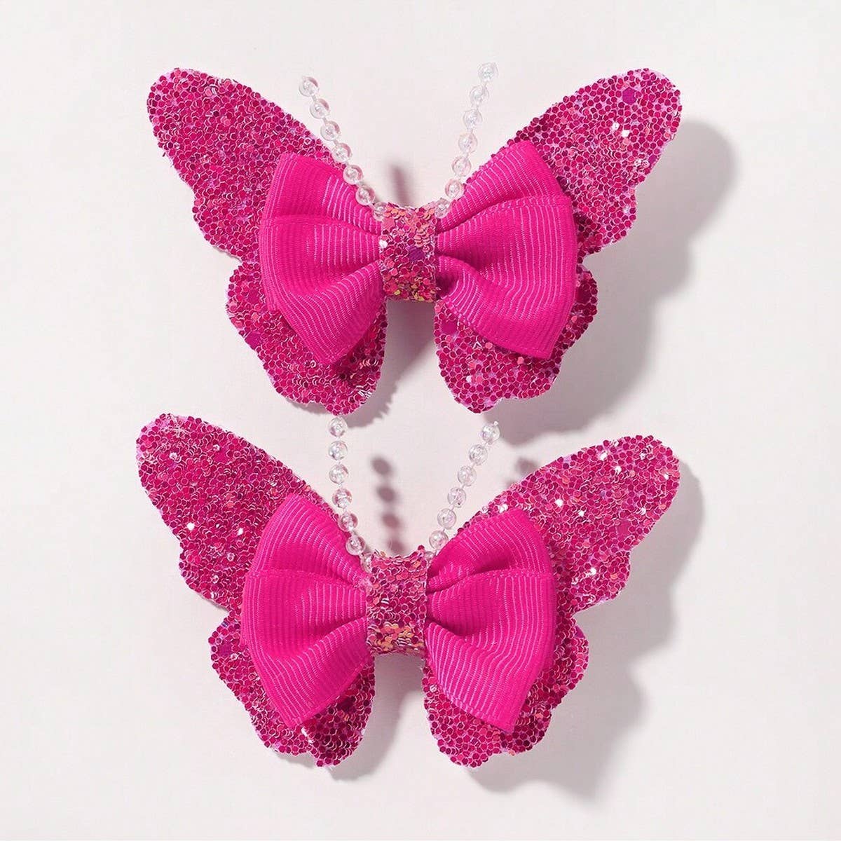 Glitter Bow Hair Clips Set for Baby Girls