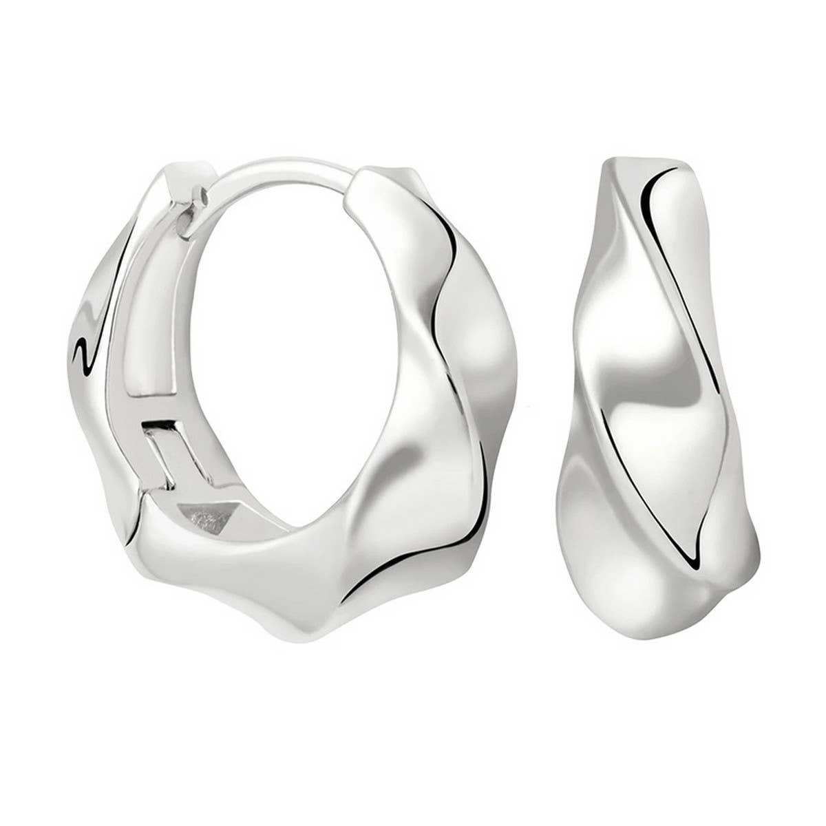 IRREGULAR CONVEX AND CONCAVE DESIGN ROUND EARRINGS