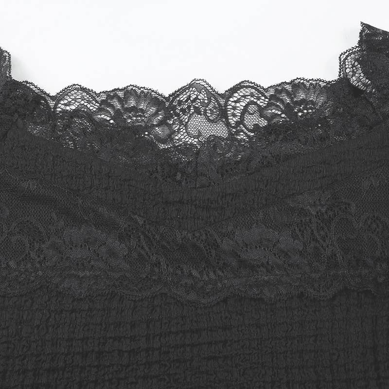 Sexy lace stitching see-through T-shirt