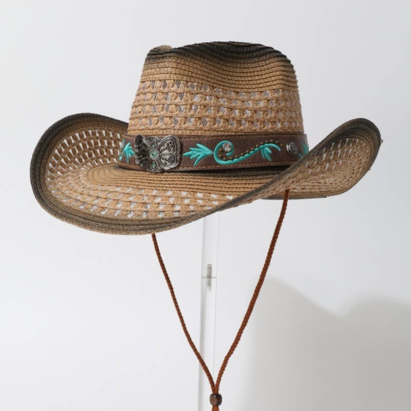 Hollow Out Jazz Straw Hat Western Cowboy Style_CWAH3657