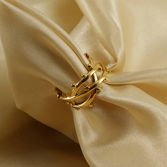 18K STAINLESS STEEL GEOMETRIC ADJUSTABLE RING