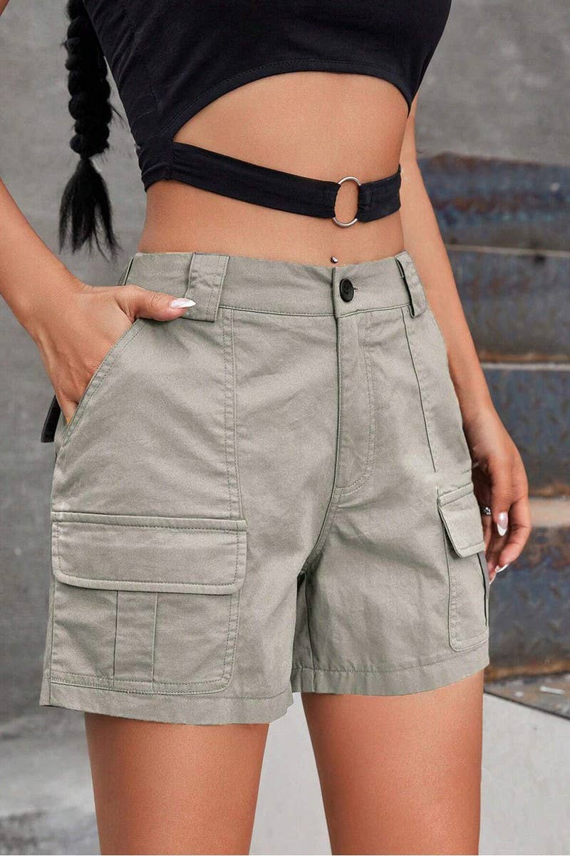 CWBSP0582_HIGH WAIST LOOSE FIT WIDE LEG FLATTERING SHORTS