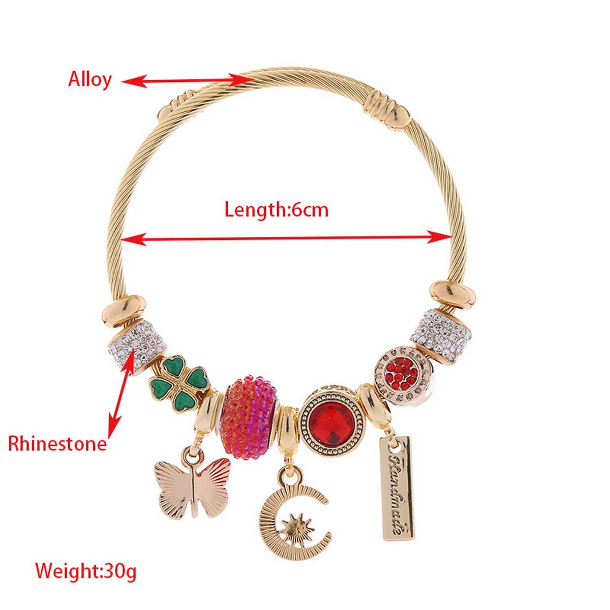 Trendy Moon & Butterfly Stainless Steel Bracelet