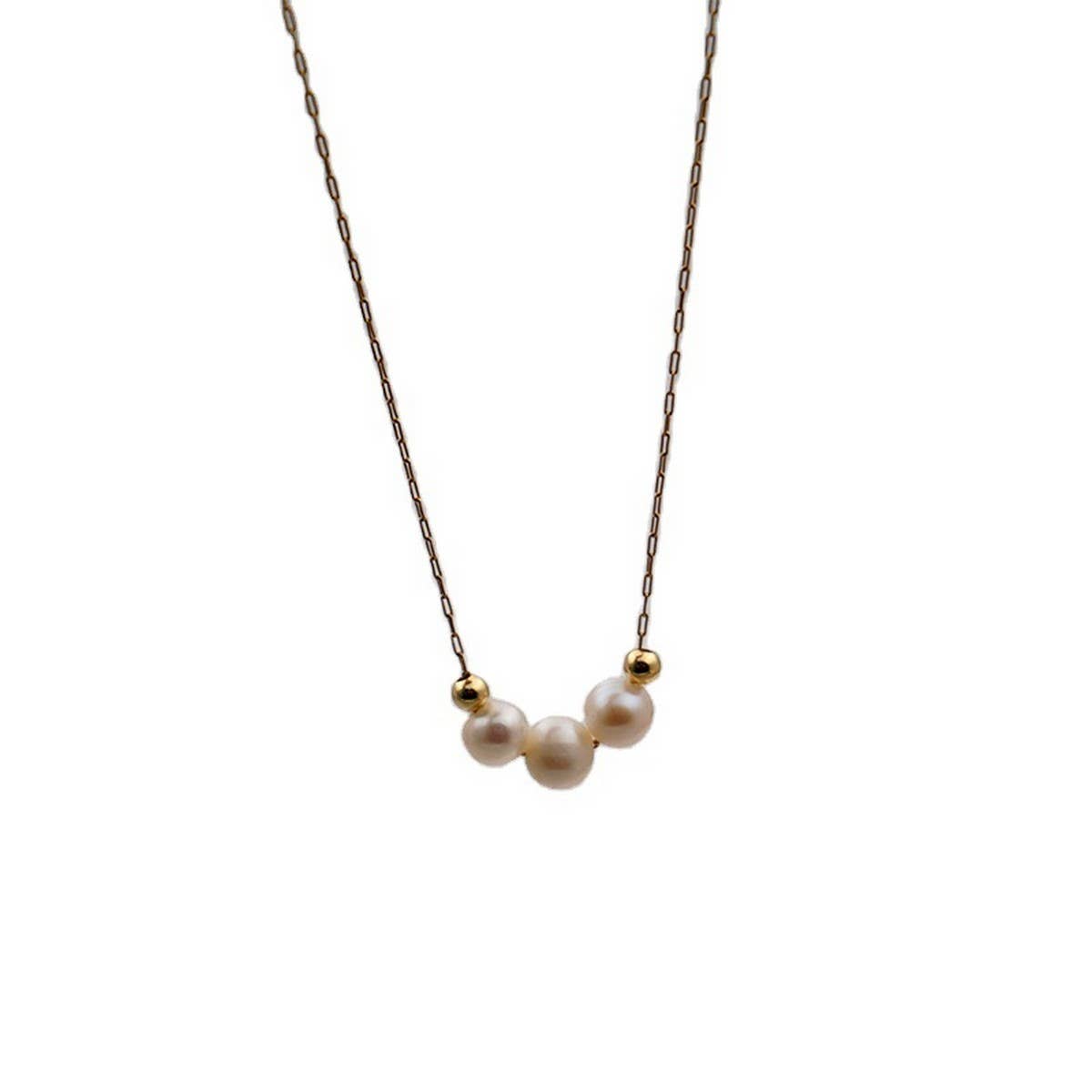 SMALL TEMPERAMENT PEARL CLAVICLE NECKLACE_CWAJE1669