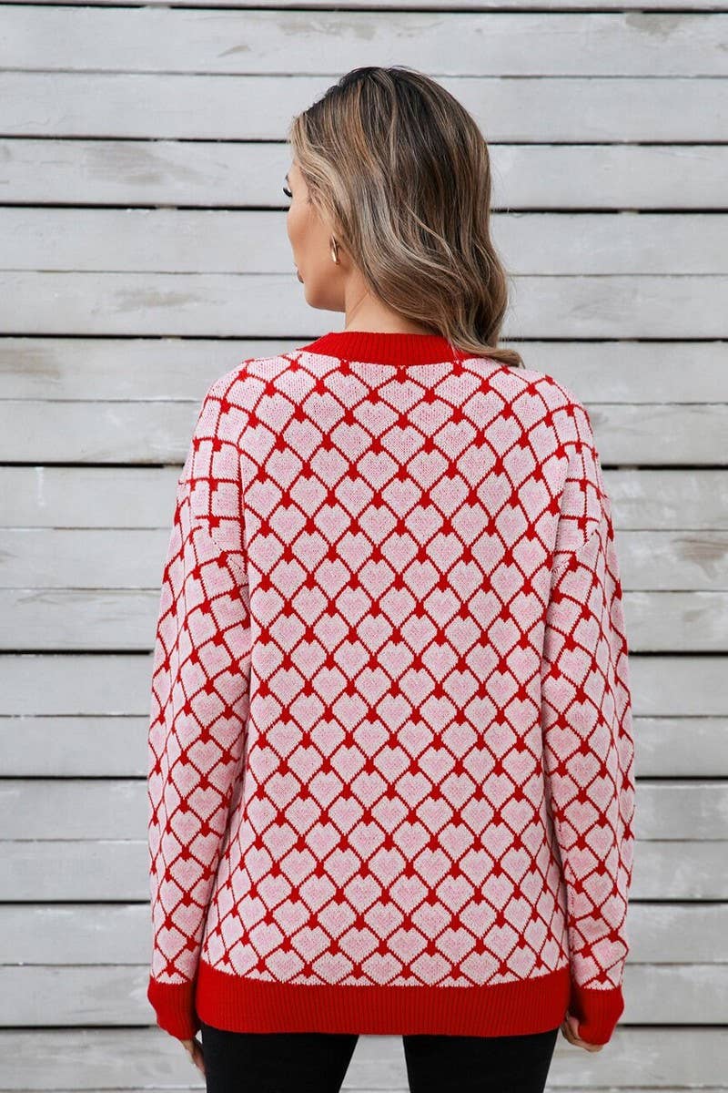 CWOSWL07608_VALENTINE'S DAY CREW NECK HEART KNIT SWEATER