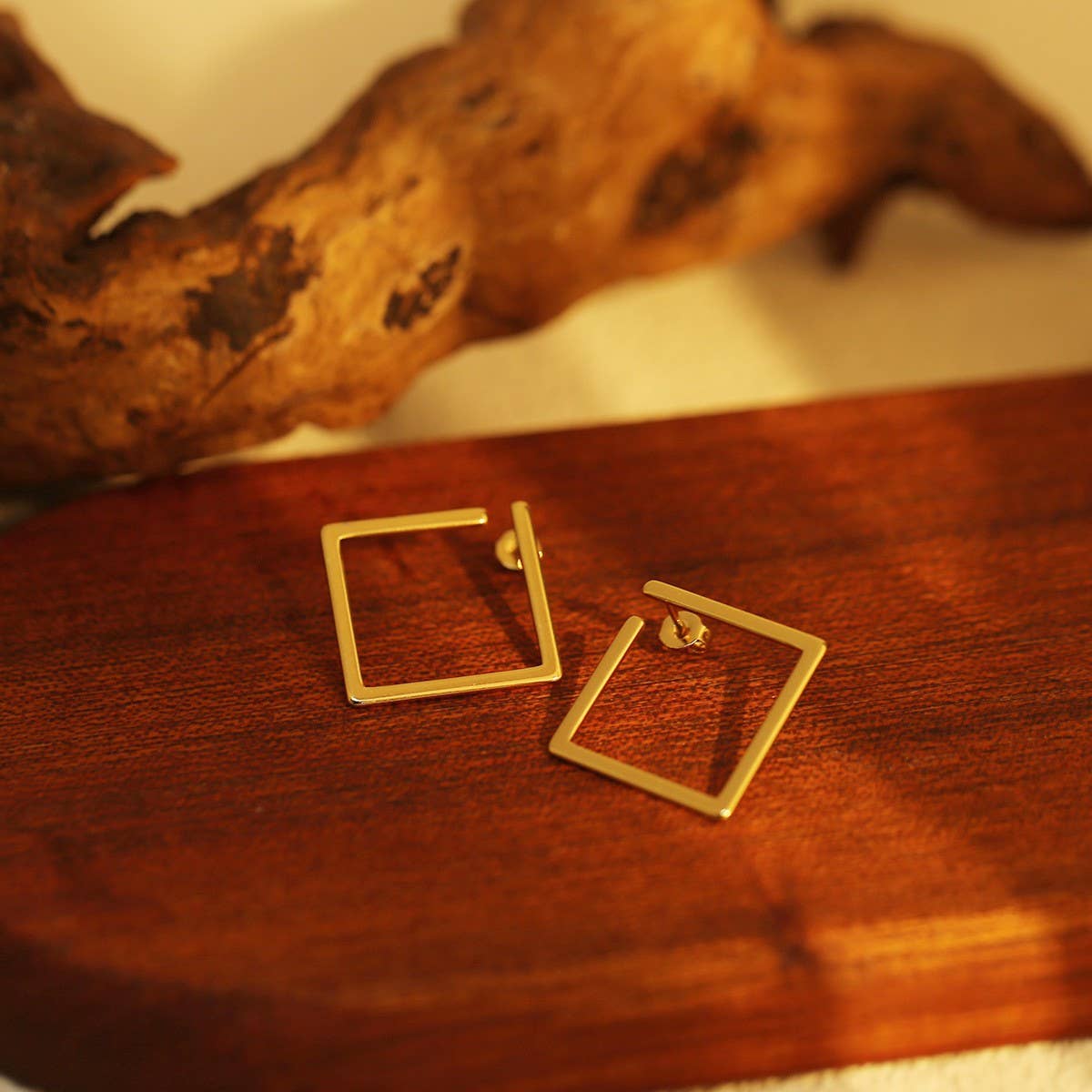 CIRCLE STAINLESS STEEL TWISTED DIAMOND EARRINGS