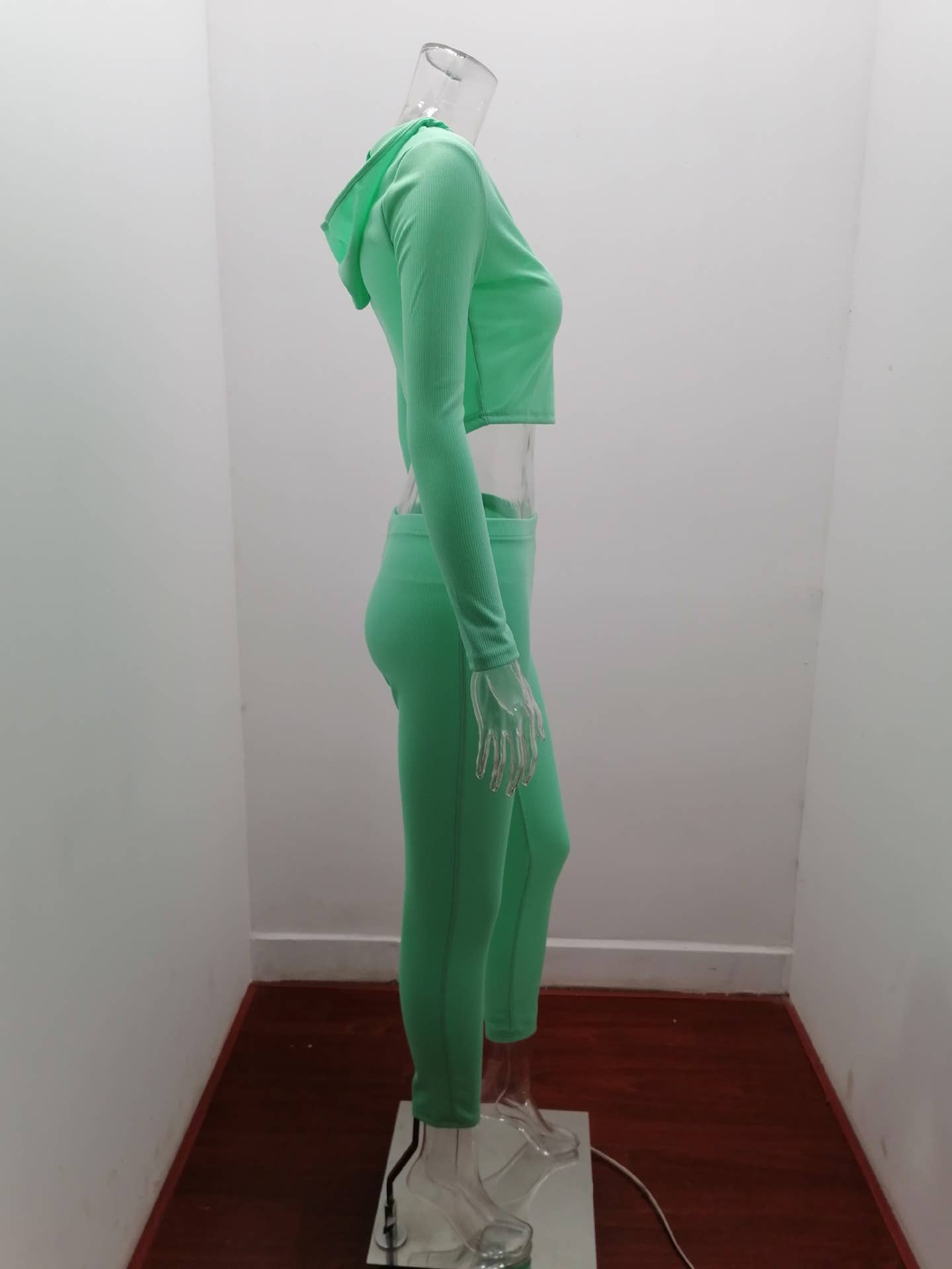 LONG SLEEVE SOLID COLOR HOODED CASUAL SPORTS SUIT