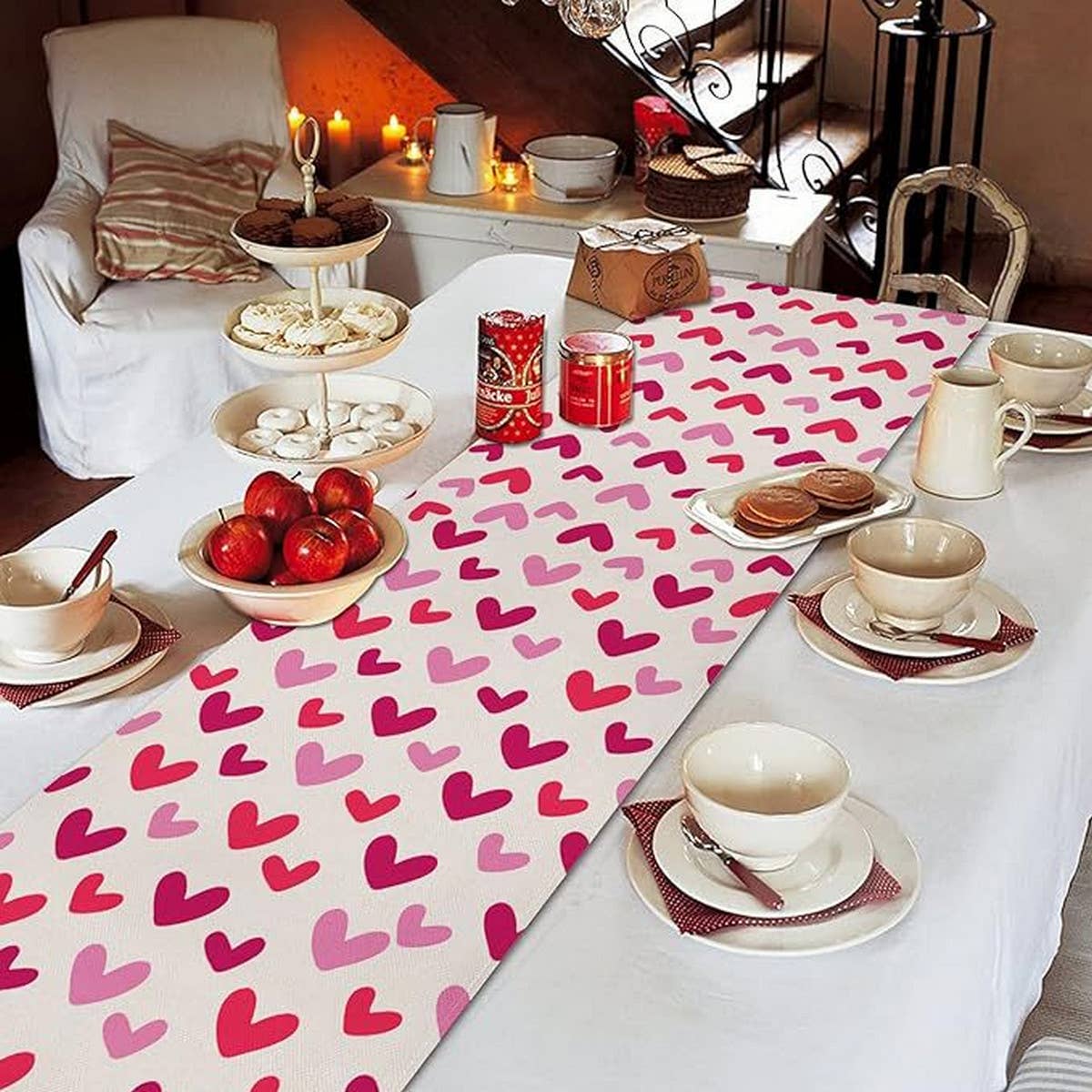 VALENTINE'S DAY HEART ROSE PRINTED TABLECLOTH