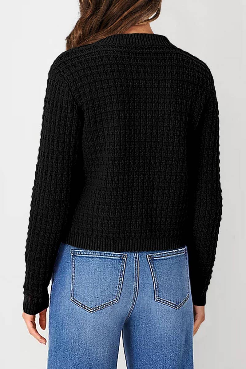 CWOCAL00612_SOLID COLOR KNIT CARDIGAN CASUAL SWEATER