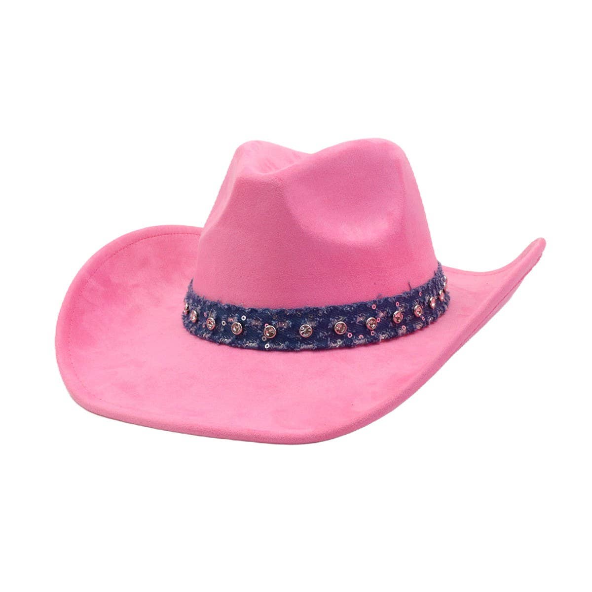 Unisex Suede Cowboy Hat with Leather Belt Detail_CWAH04494