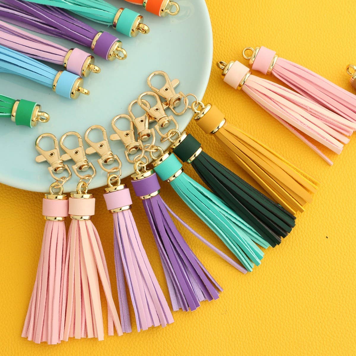 Leather Fringe Keychain, PU Tassel Bag Charm_CWAB5008