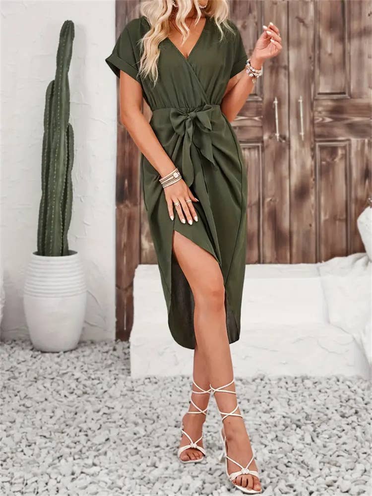 Slit wraparound haute dress