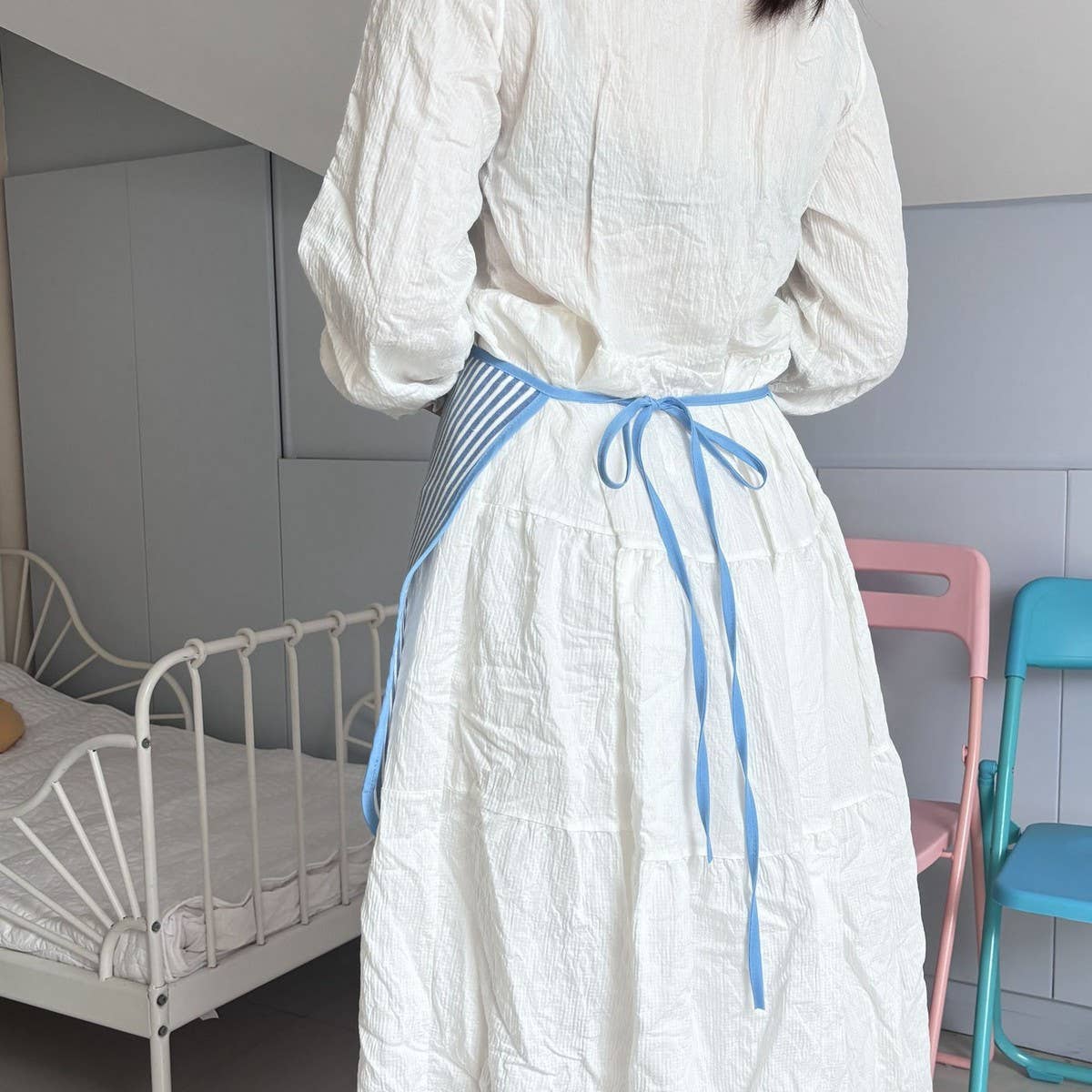 TOWEL FABRIC SMALL AND FRESH HALF-BODY APRON