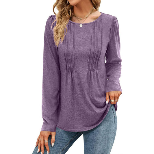 WEAR A SOLID COLOR CREW NECK LONG SLEEVE T-SHIRT
