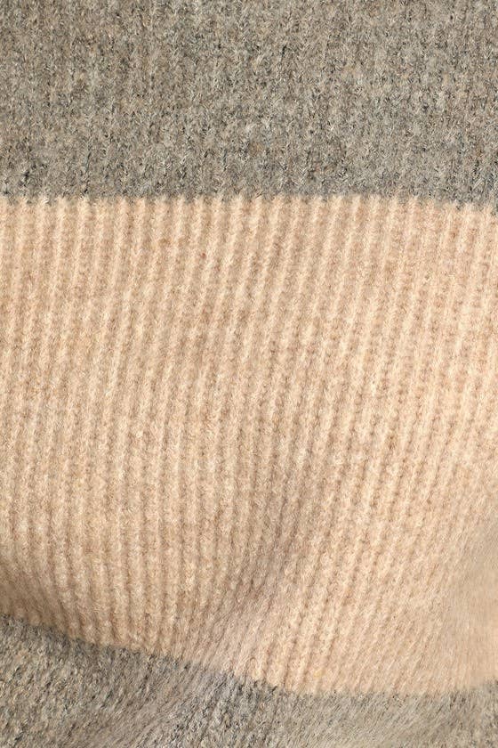 STRIPED CONTRAST COLOR CREW-NECK SWEATER DRESS