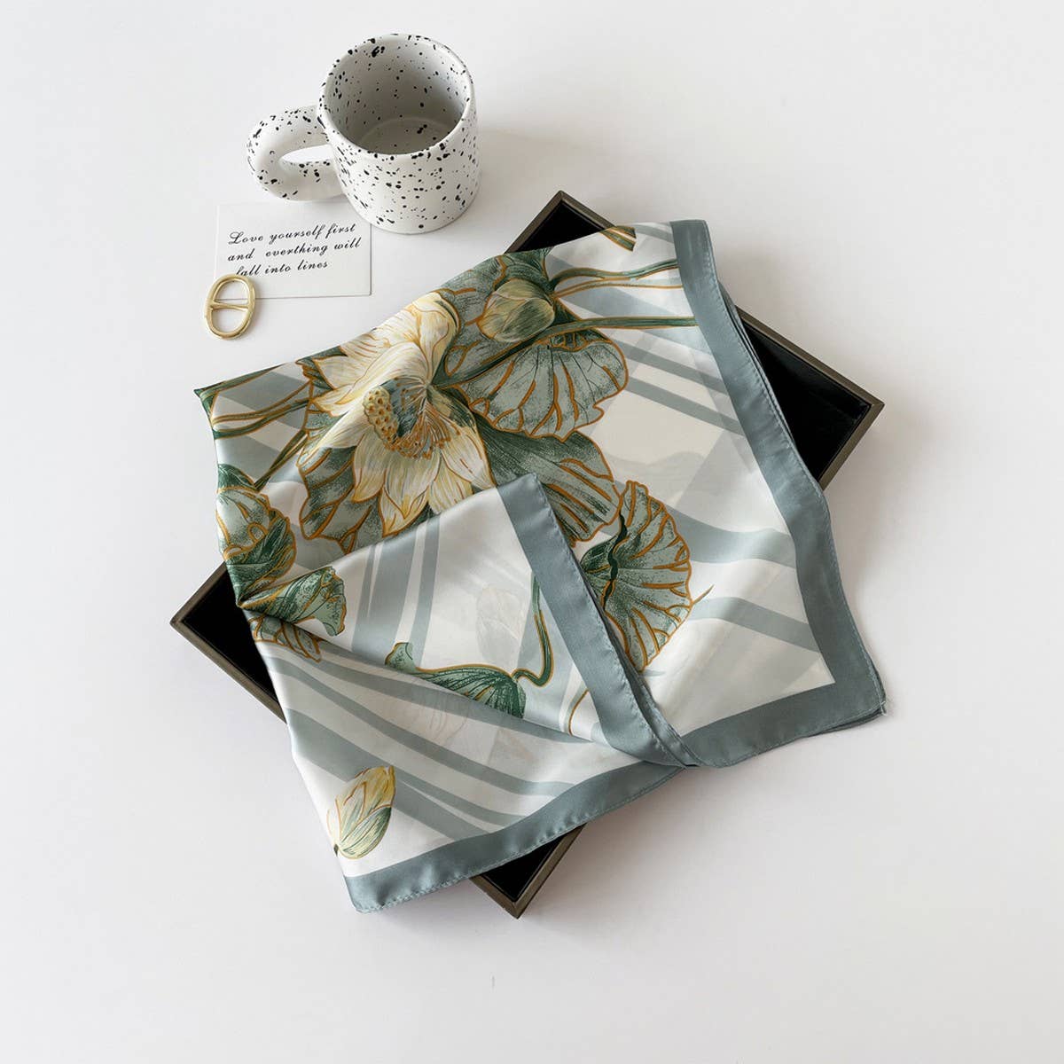 Elegant Polka Dot Satin Silk Scarf