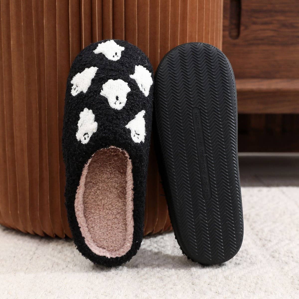 Halloween Indoor Slippers Fuzzy Ghost Couple Shoes_CWSHF0021