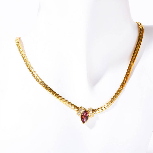 Stainless Steel Marquis Eye Zirconia Necklace_CWMM5581