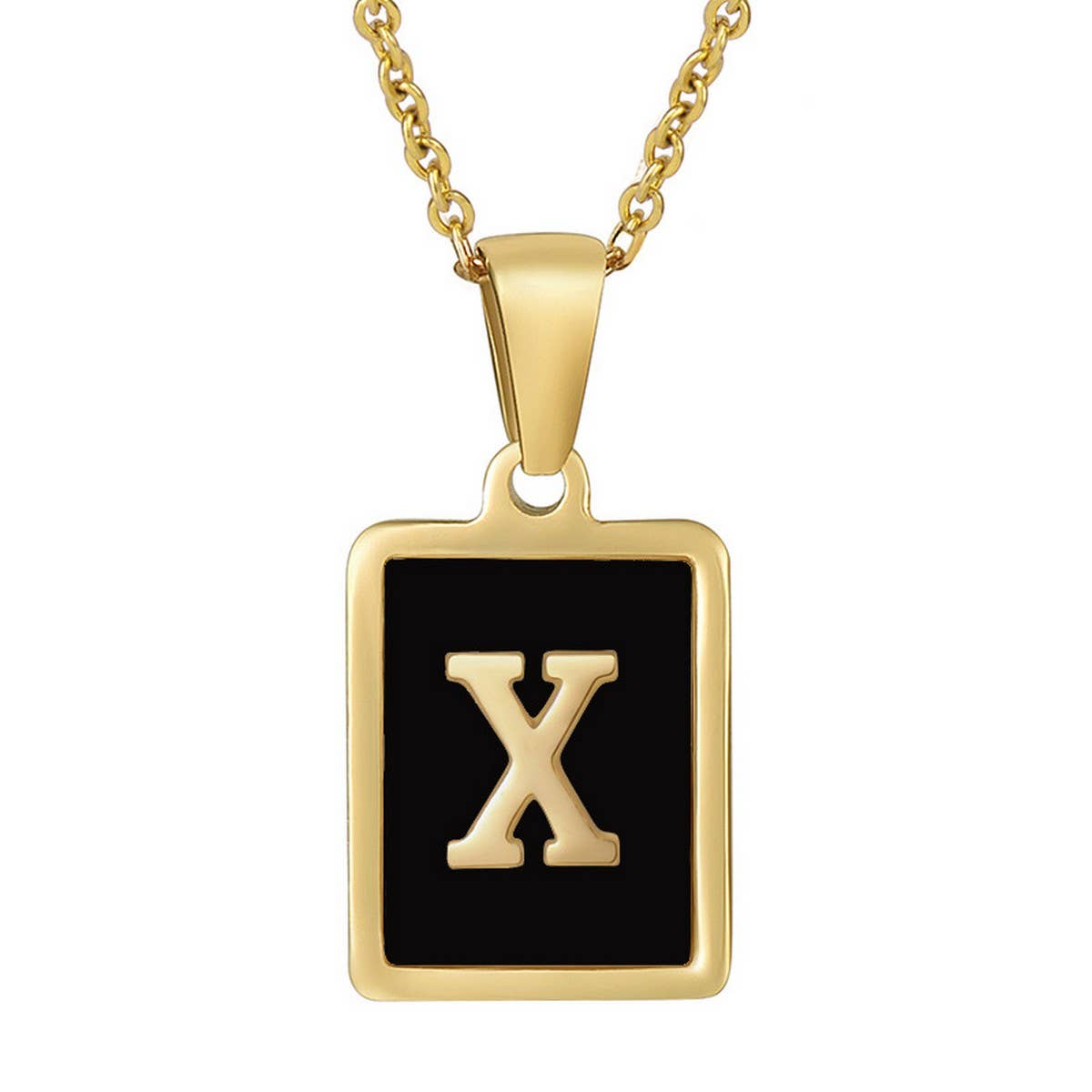 18K STAINLESS STEEL SQUARE 26 LETTER NECKLACE_CWAJE0679