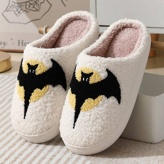 HALLOWEEN BATS PATTERN WARM COTTON SLIPPERS