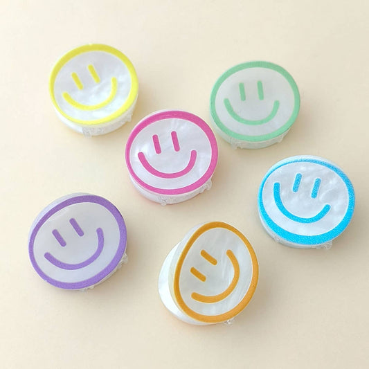 Acrylic Smiley Face Hair Claw - Cute Back Clip_CWAHA0285