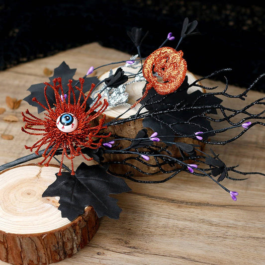 INS Horror Maple Leaf Eye Pumpkin Floral Pick_CWMM9860
