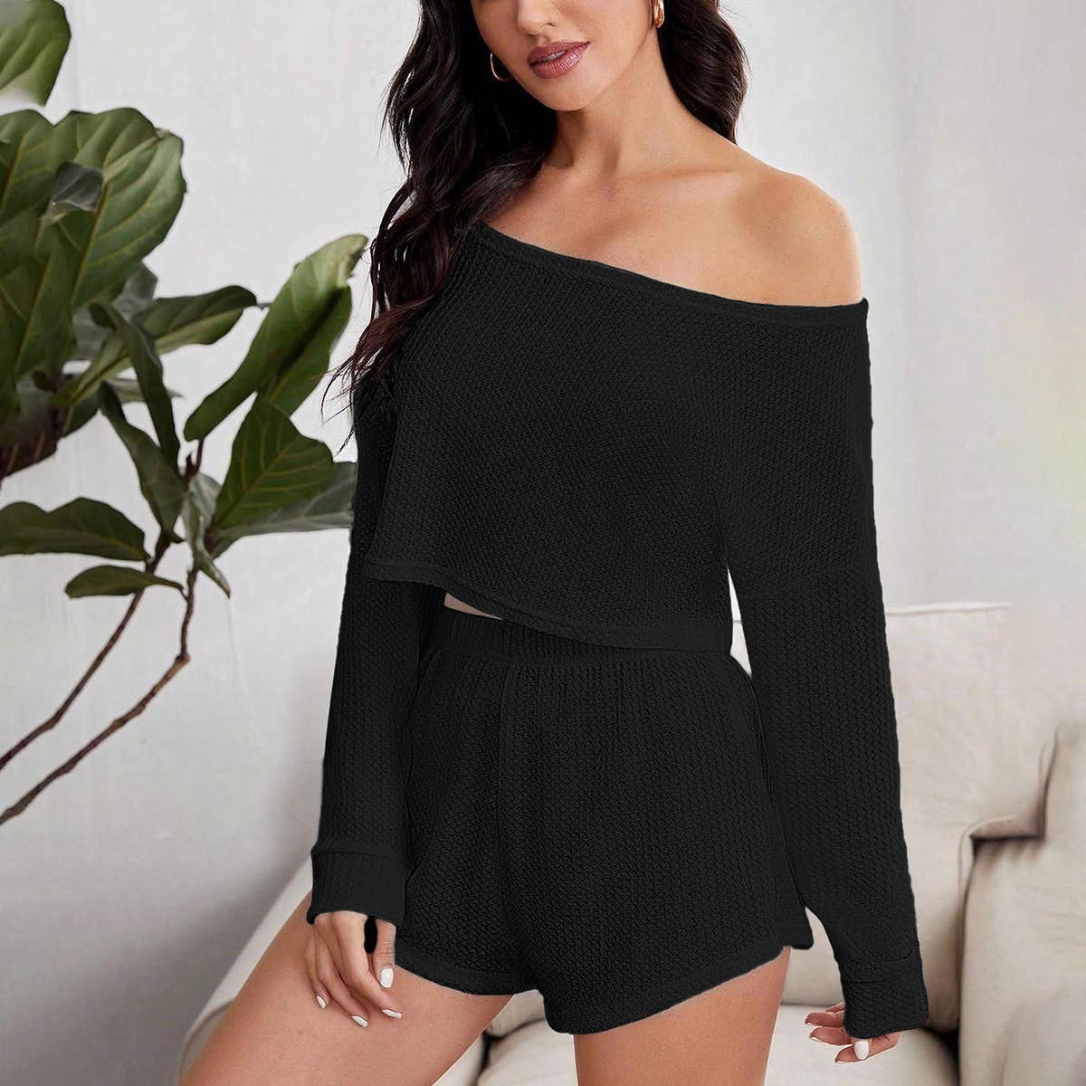 FASHION SIMPLE STRIPES SHORT TWO-PIECE HOME SET