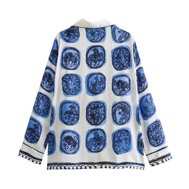 Fashionable printed shirt and trousers set