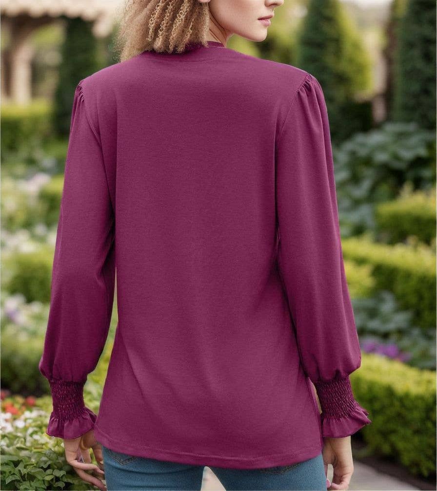 WOMEN'S PULL-UP SLEEVE V-NECK T-SHIRT