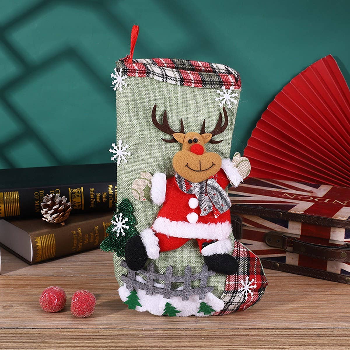 SEQUINED 3D SANTA CLAUS CHRISTMAS STOCKINGS