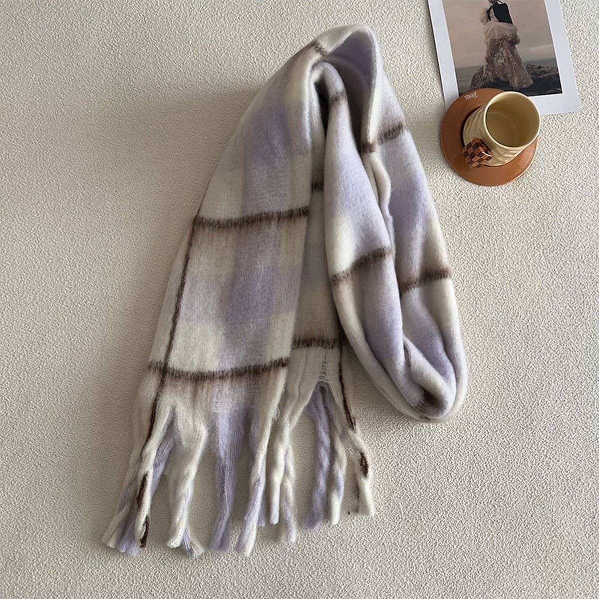 Designer Soft Plaid Faux Cashmere Scarf for Winter