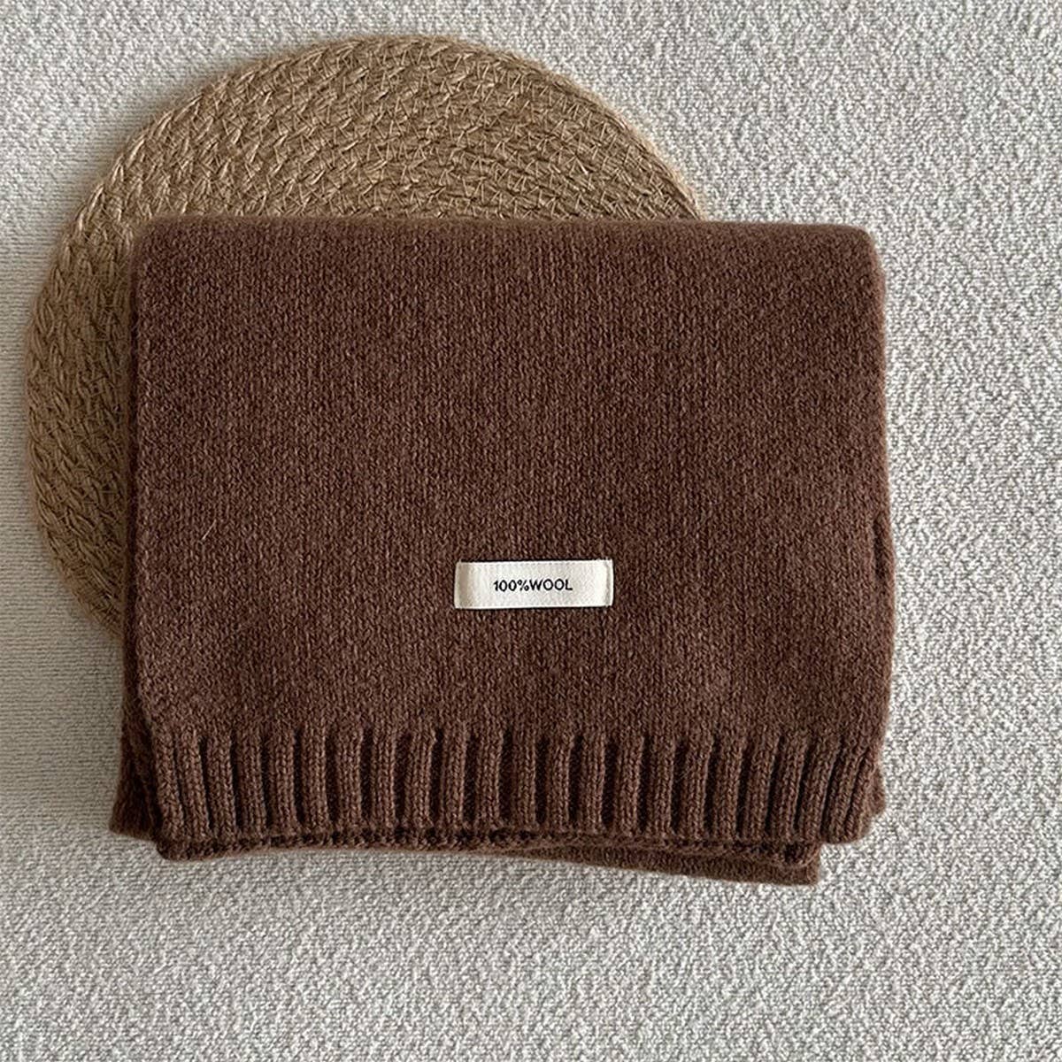 Basic 100% Wool Solid Knit Scarf Soft Warm Unisex_CWASC2288