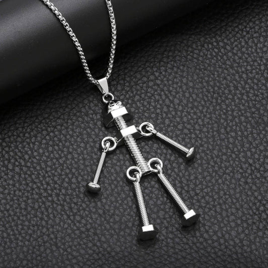 SCREW ROBOT PENDANT FASHION NECKLACE