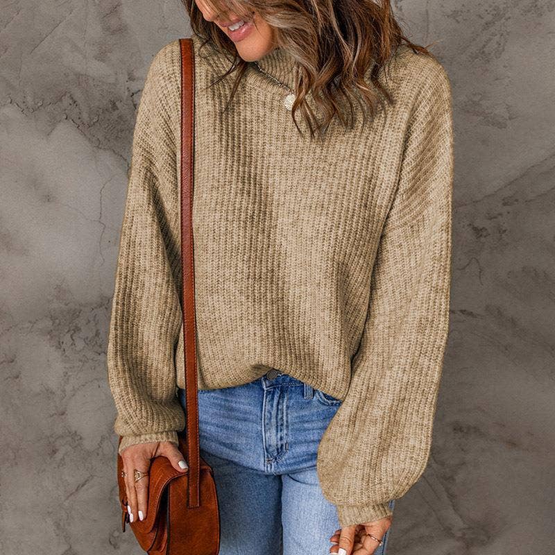 TURTLENECK SOLID COLOR PULLOVER SWEATER