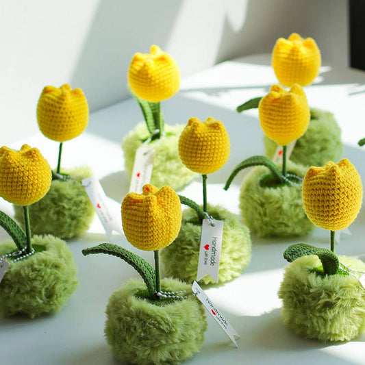 CWMM9278_HAND-WOVEN TULIP POTTED OFFICE DESKTOP ORNAMENTS