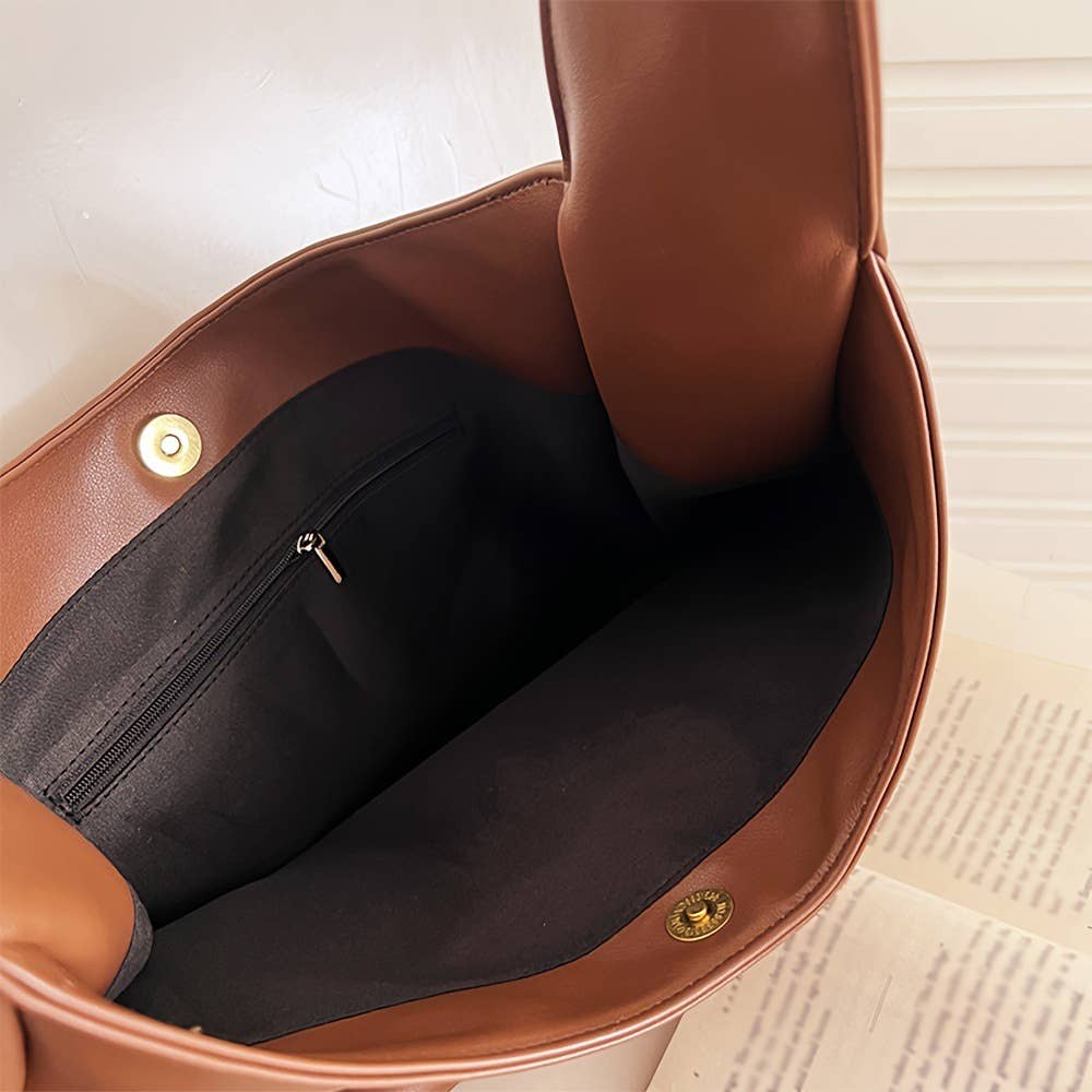 Soft leather bucket bag commuter tote bag