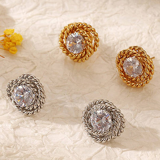 18K GOLD PLATED  ROSE STUD EARRINGS_CWAJE0566