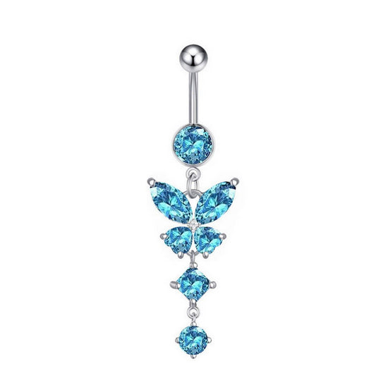 Butterfly Dangle Belly Button Ring Piercing_CWMM9453