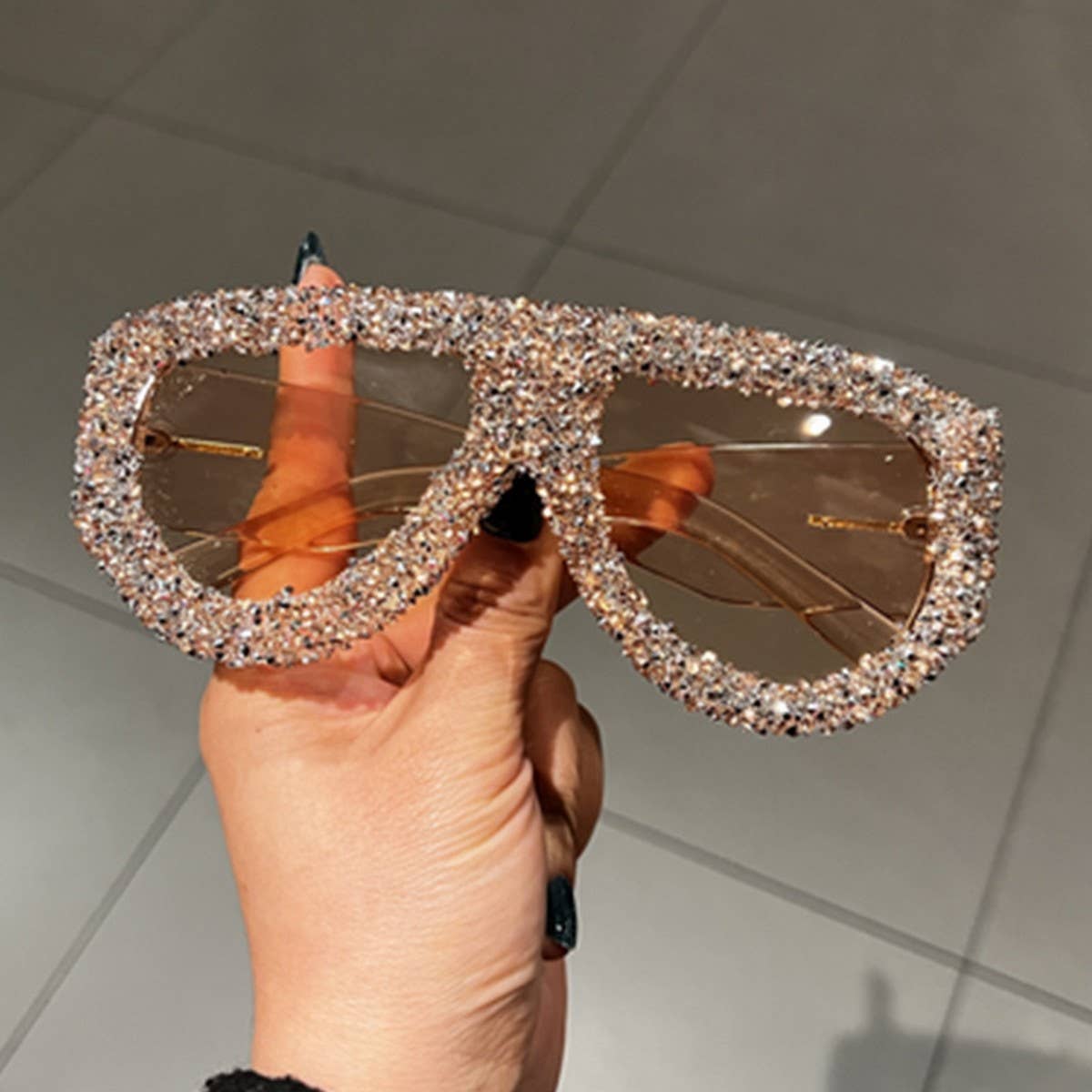 T-FRAME DIAMOND-STUDDED SUNGLASSES