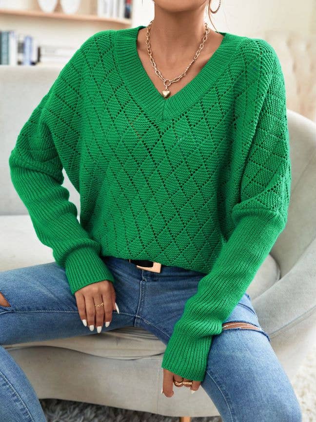 Simple solid-color knitted loose casual sweater