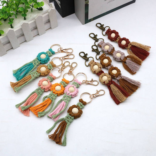 HAND-WOVEN FLOWER KEYCHAIN