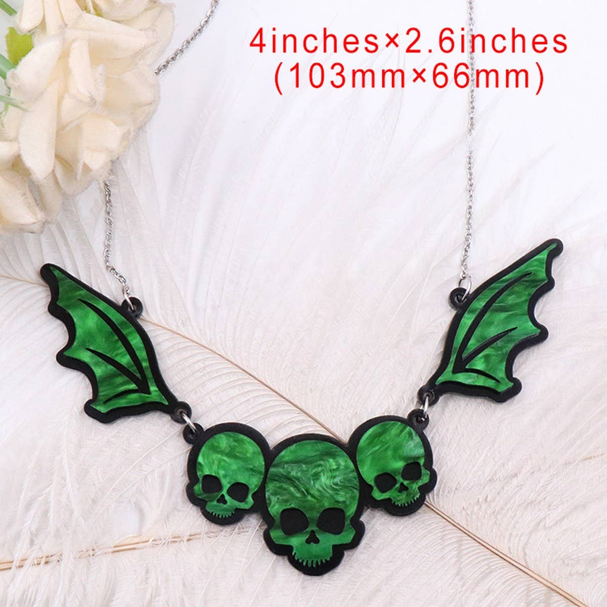 HALLOWEEN GOTHIC SKULL BAT NECKLACE
