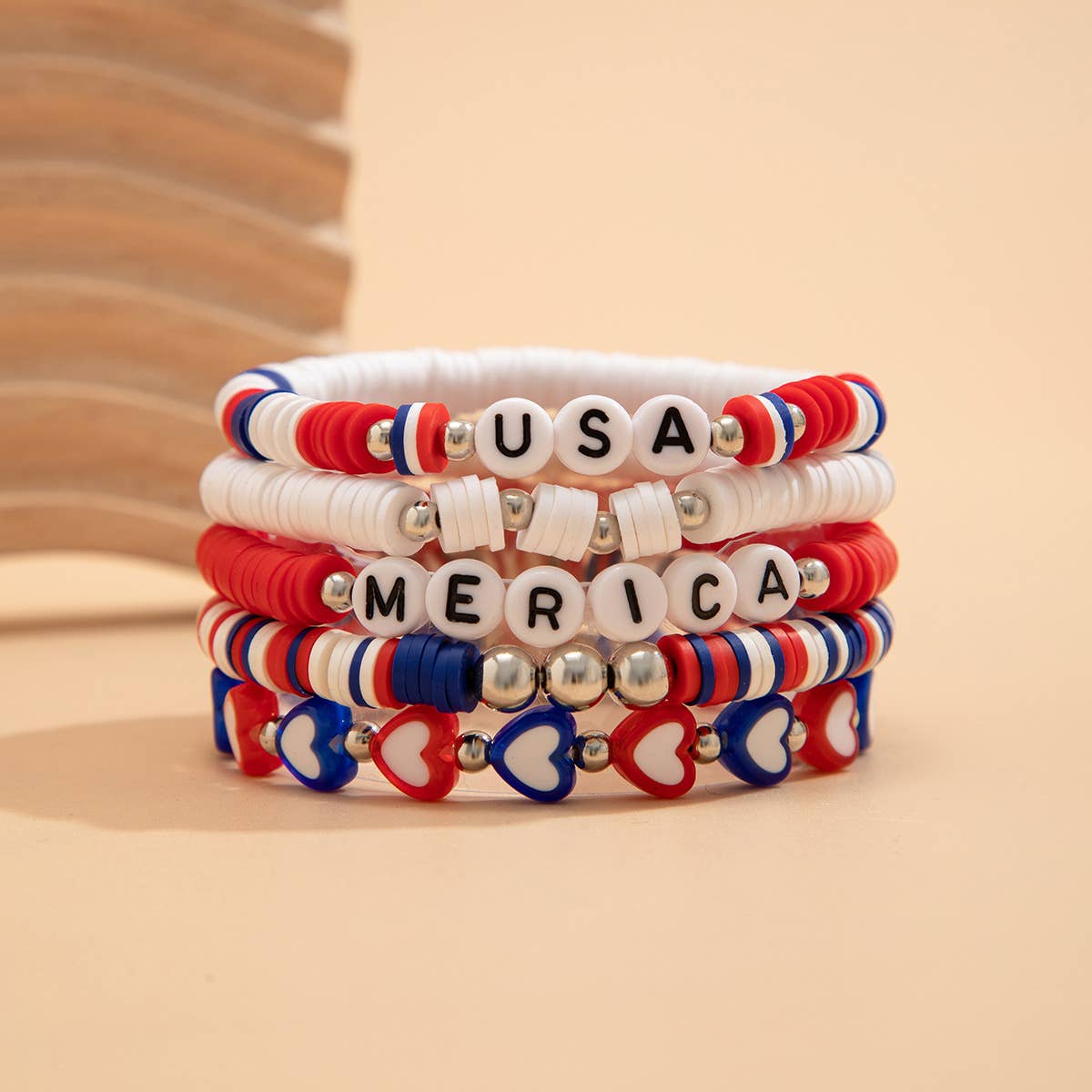 NEW FLAG CONTRAST COLOR BEADED BRACELET