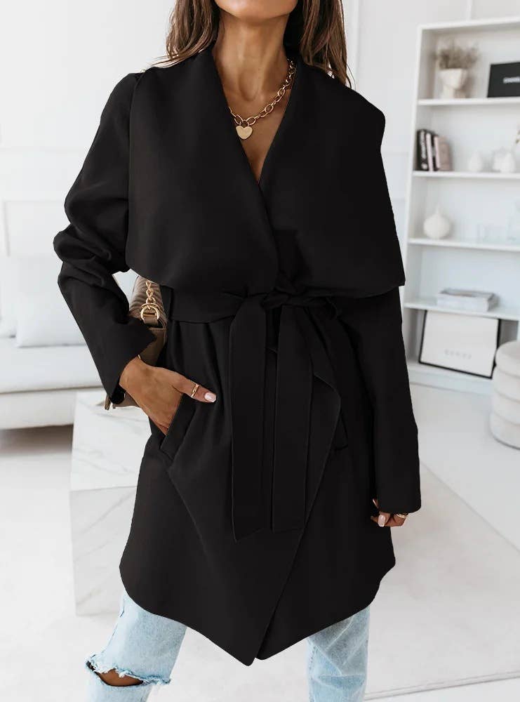 FASHION LONG SLEEVE LACE-UP CARDIGAN SWEATER COAT